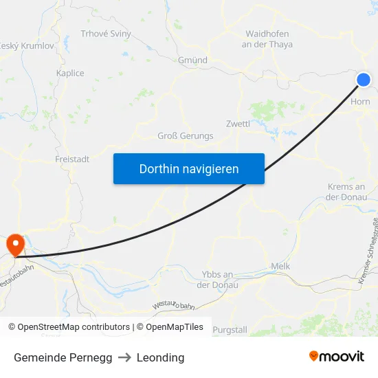 Gemeinde Pernegg to Leonding map
