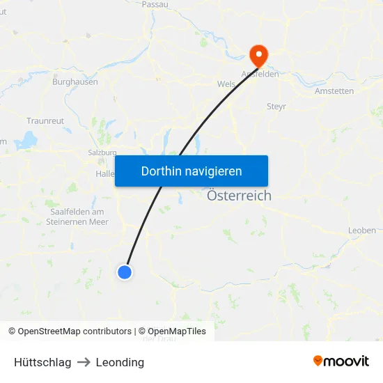 Hüttschlag to Leonding map