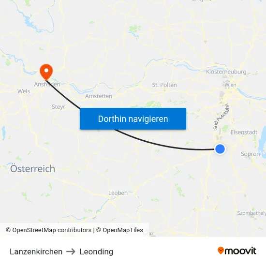 Lanzenkirchen to Leonding map
