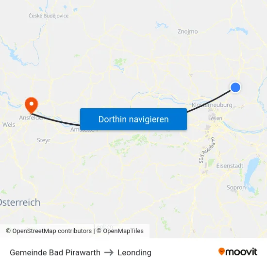 Gemeinde Bad Pirawarth to Leonding map