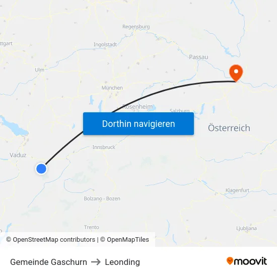 Gemeinde Gaschurn to Leonding map