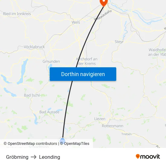 Gröbming to Leonding map
