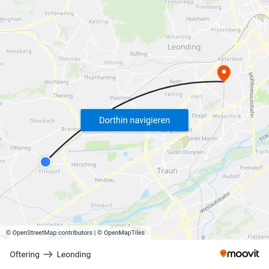 Oftering to Leonding map