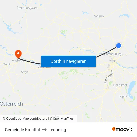 Gemeinde Kreuttal to Leonding map