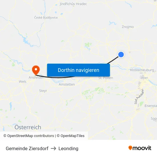 Gemeinde Ziersdorf to Leonding map