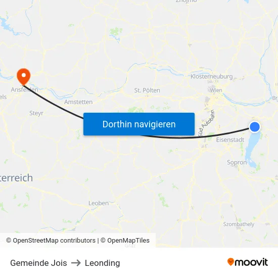 Gemeinde Jois to Leonding map