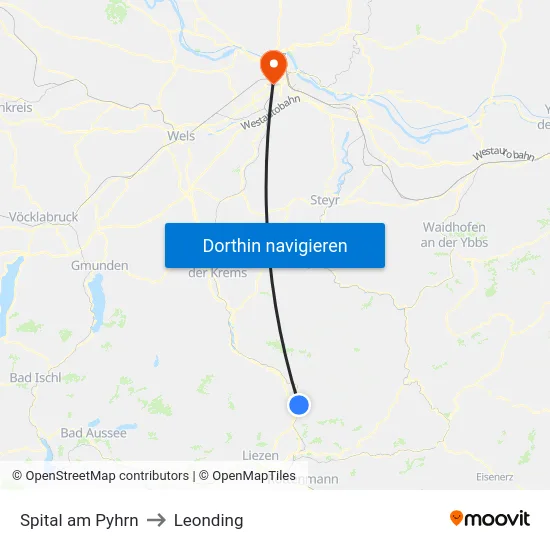 Spital am Pyhrn to Leonding map