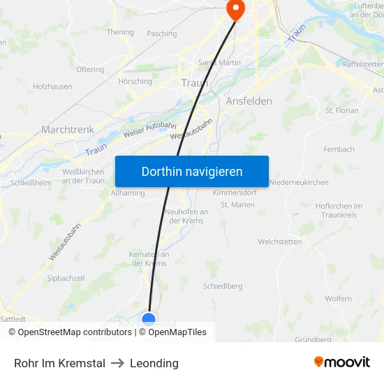 Rohr Im Kremstal to Leonding map