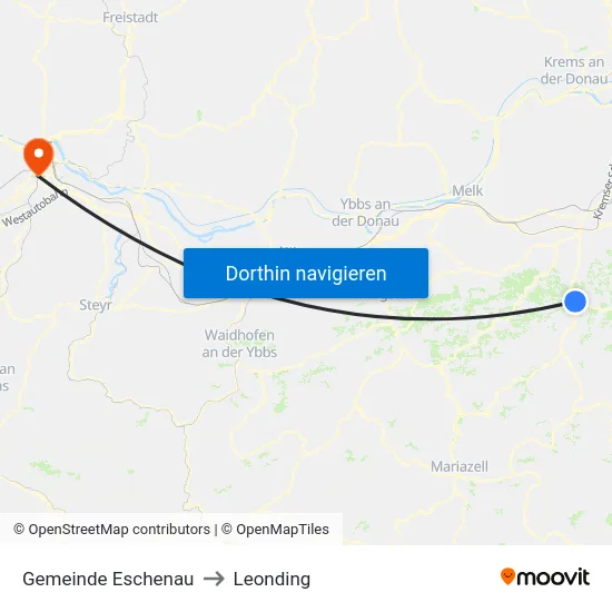 Gemeinde Eschenau to Leonding map