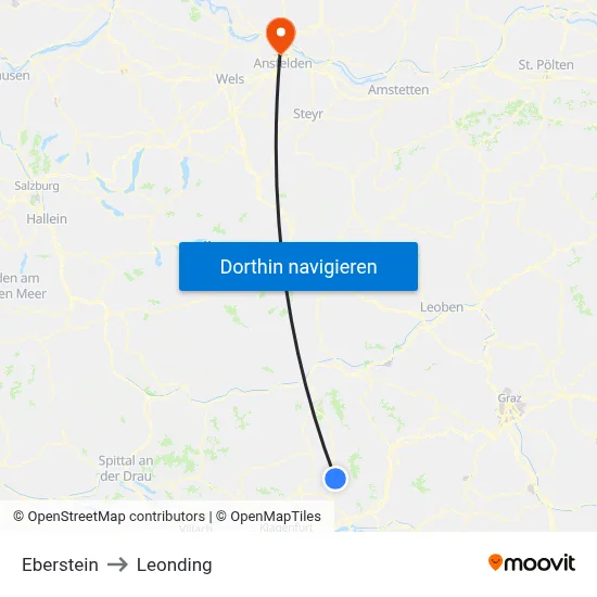 Eberstein to Leonding map