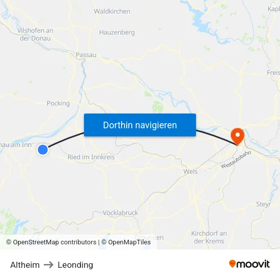 Altheim to Leonding map