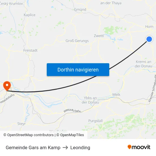 Gemeinde Gars am Kamp to Leonding map