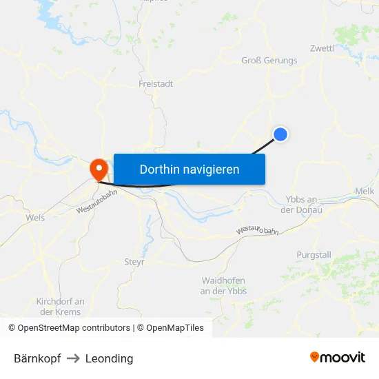 Bärnkopf to Leonding map