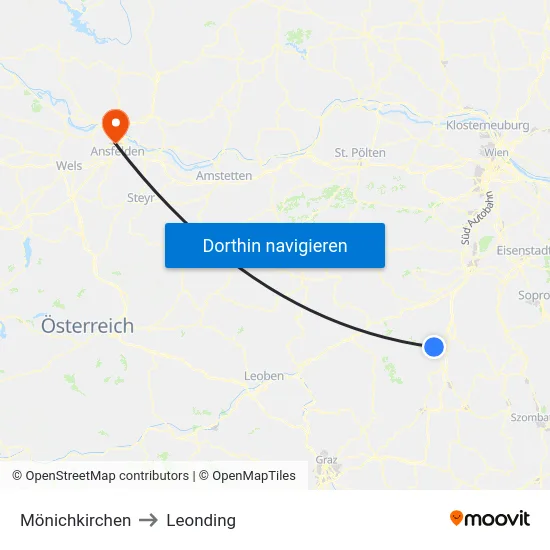 Mönichkirchen to Leonding map