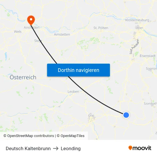 Deutsch Kaltenbrunn to Leonding map