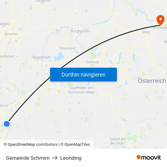 Gemeinde Schmirn to Leonding map