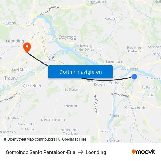 Gemeinde Sankt Pantaleon-Erla to Leonding map