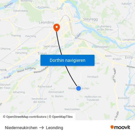 Niederneukirchen to Leonding map