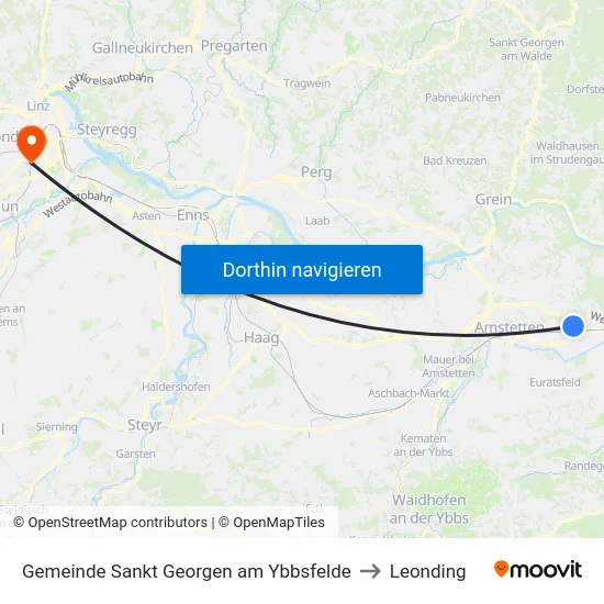Gemeinde Sankt Georgen am Ybbsfelde to Leonding map
