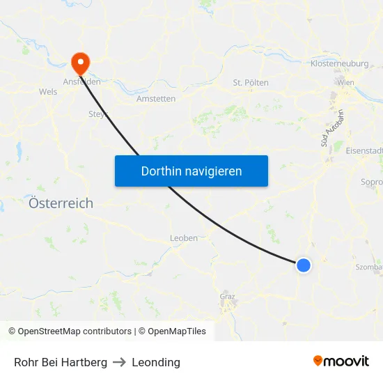 Rohr Bei Hartberg to Leonding map