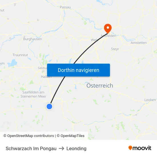Schwarzach Im Pongau to Leonding map