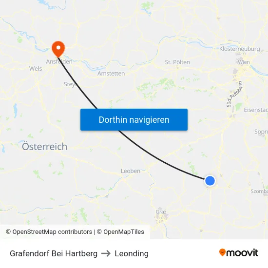 Grafendorf Bei Hartberg to Leonding map