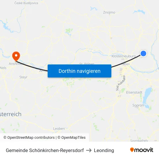 Gemeinde Schönkirchen-Reyersdorf to Leonding map