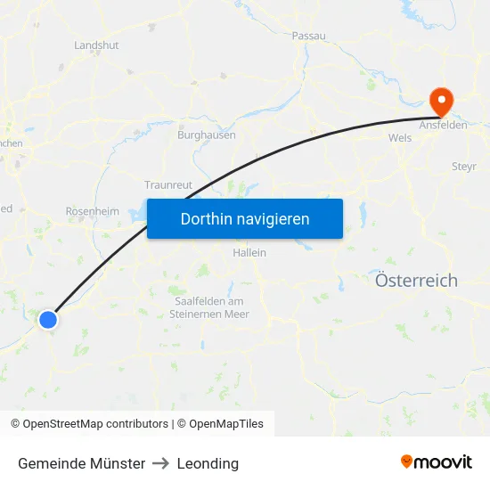 Gemeinde Münster to Leonding map