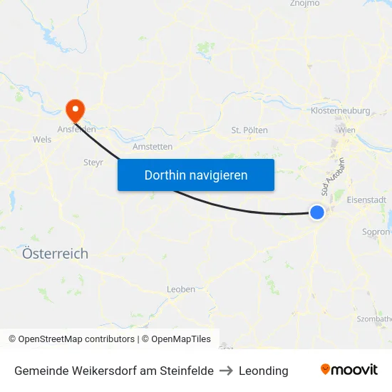 Gemeinde Weikersdorf am Steinfelde to Leonding map