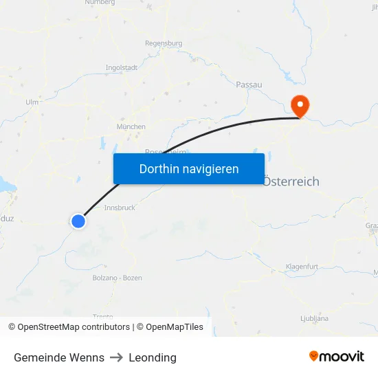 Gemeinde Wenns to Leonding map