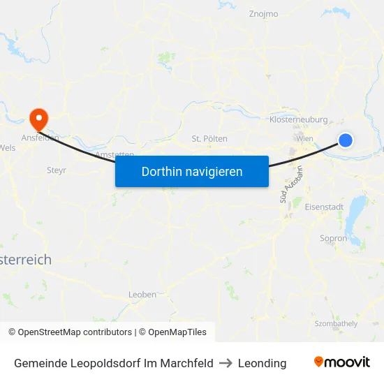 Gemeinde Leopoldsdorf Im Marchfeld to Leonding map
