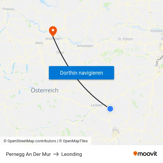 Pernegg An Der Mur to Leonding map