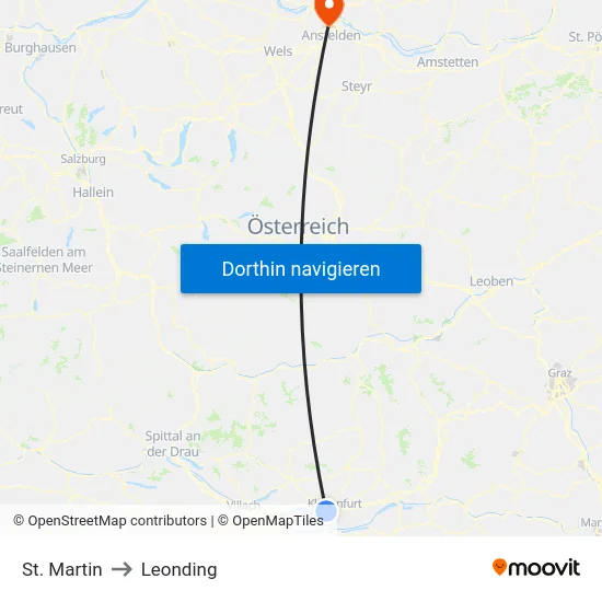 St. Martin to Leonding map