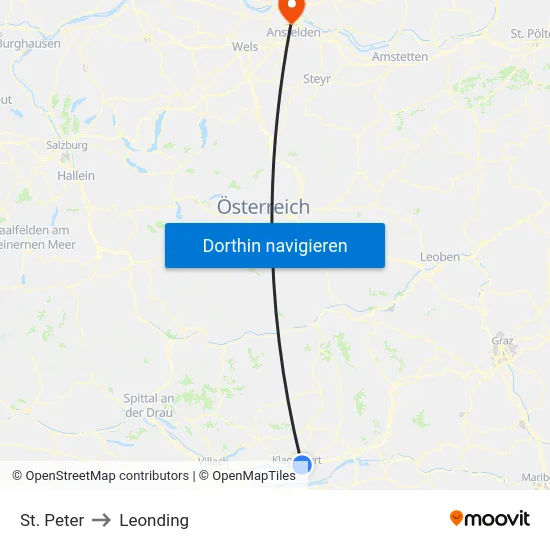 St. Peter to Leonding map