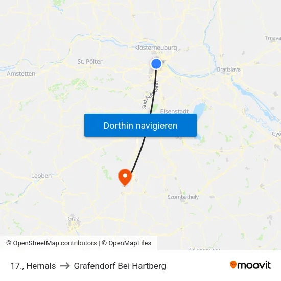 17., Hernals to Grafendorf Bei Hartberg map