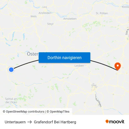 Untertauern to Grafendorf Bei Hartberg map