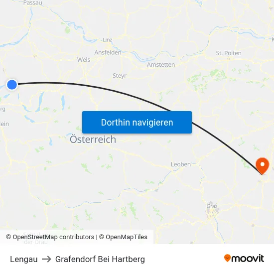 Lengau to Grafendorf Bei Hartberg map