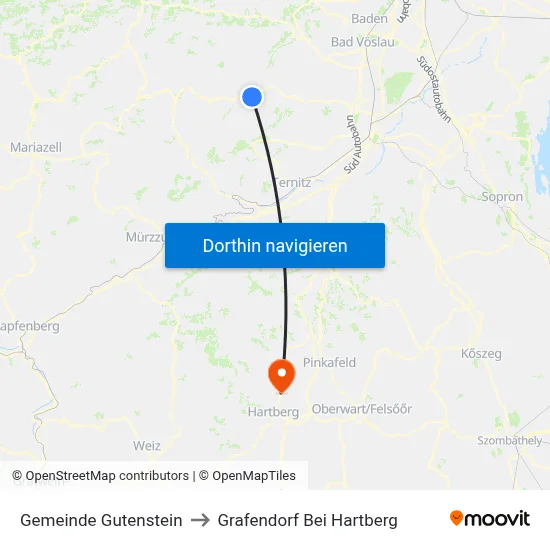 Gemeinde Gutenstein to Grafendorf Bei Hartberg map