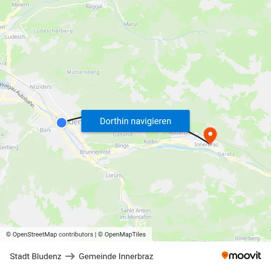 Stadt Bludenz to Gemeinde Innerbraz map