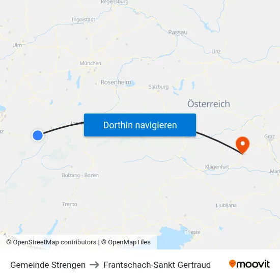 Gemeinde Strengen to Frantschach-Sankt Gertraud map