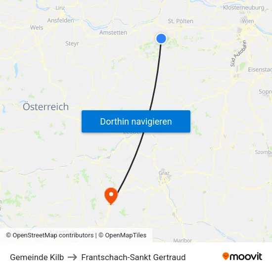 Gemeinde Kilb to Frantschach-Sankt Gertraud map