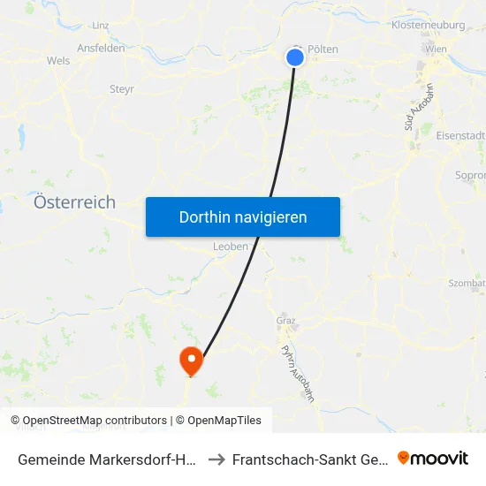 Gemeinde Markersdorf-Haindorf to Frantschach-Sankt Gertraud map