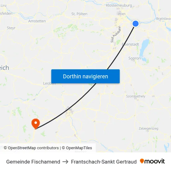 Gemeinde Fischamend to Frantschach-Sankt Gertraud map