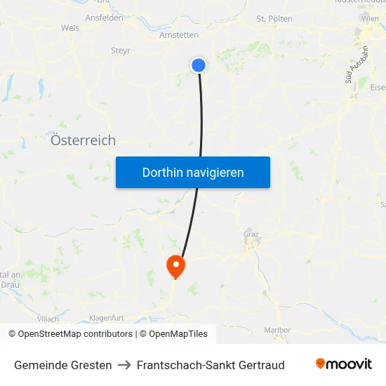 Gemeinde Gresten to Frantschach-Sankt Gertraud map