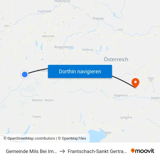 Gemeinde Mils Bei Imst to Frantschach-Sankt Gertraud map