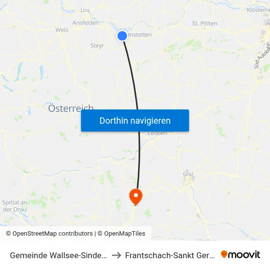 Gemeinde Wallsee-Sindelburg to Frantschach-Sankt Gertraud map