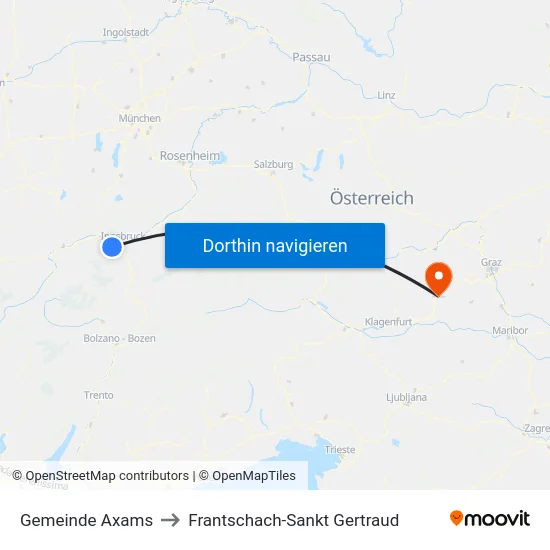 Gemeinde Axams to Frantschach-Sankt Gertraud map