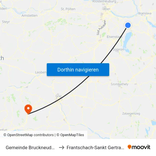 Gemeinde Bruckneudorf to Frantschach-Sankt Gertraud map