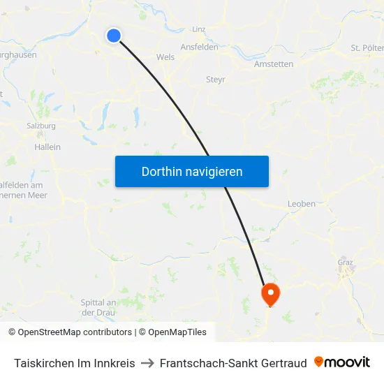 Taiskirchen Im Innkreis to Frantschach-Sankt Gertraud map