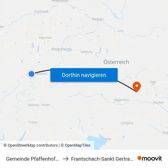 Gemeinde Pfaffenhofen to Frantschach-Sankt Gertraud map